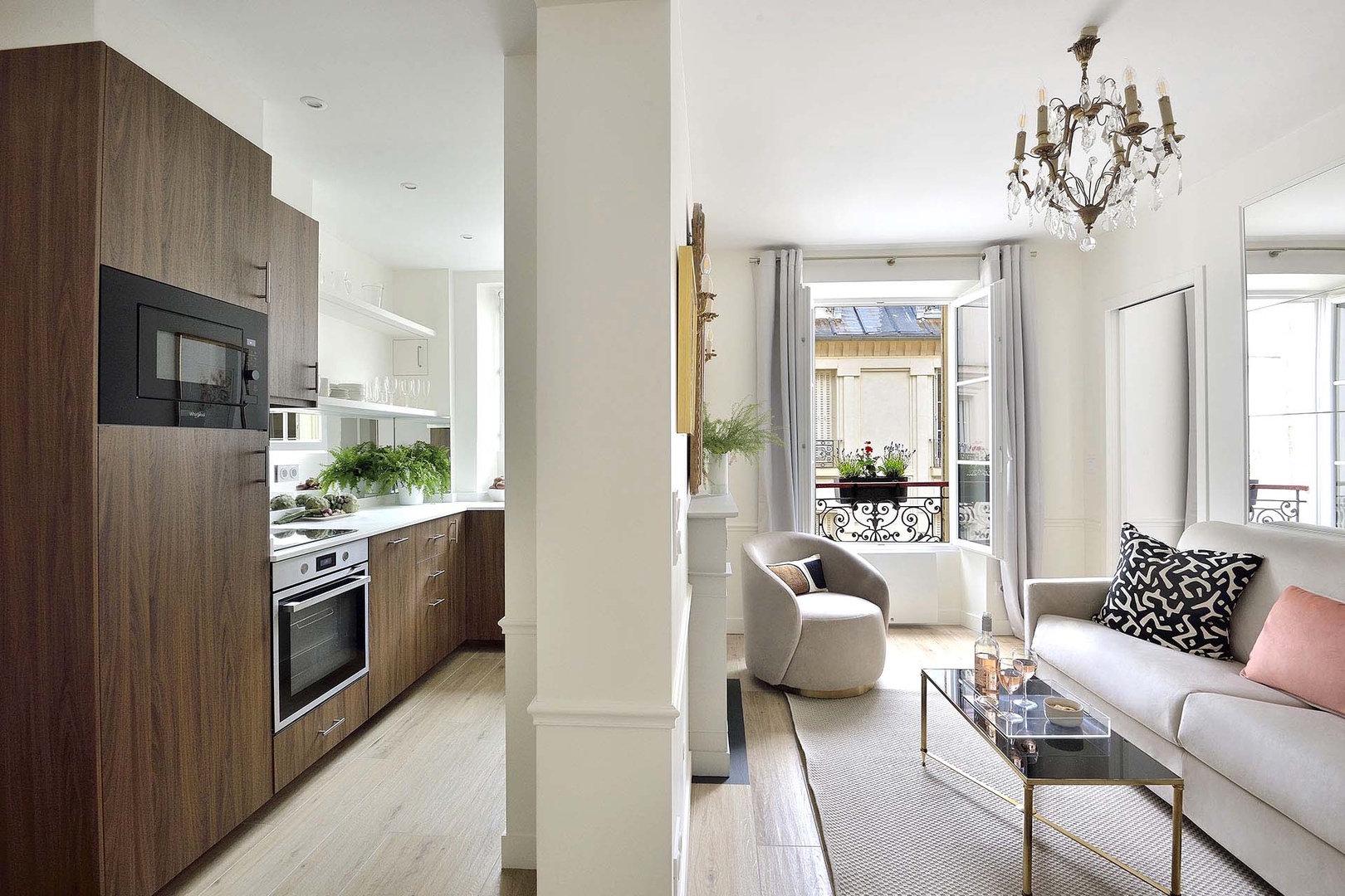 Stylish kitchen is well designed for cooking at home.