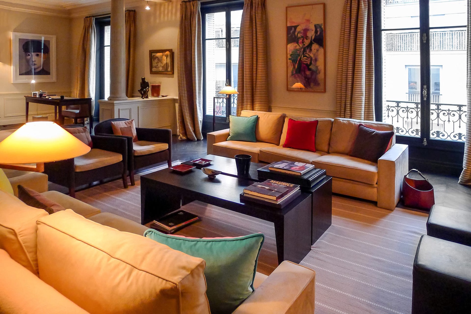 Welcome to the spacious contemporary French living room at the Morgon!