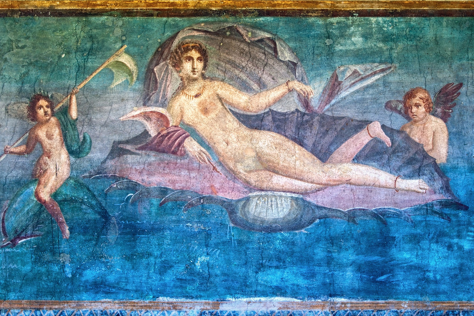 Beautiful Roman frescoes at Pompeii.