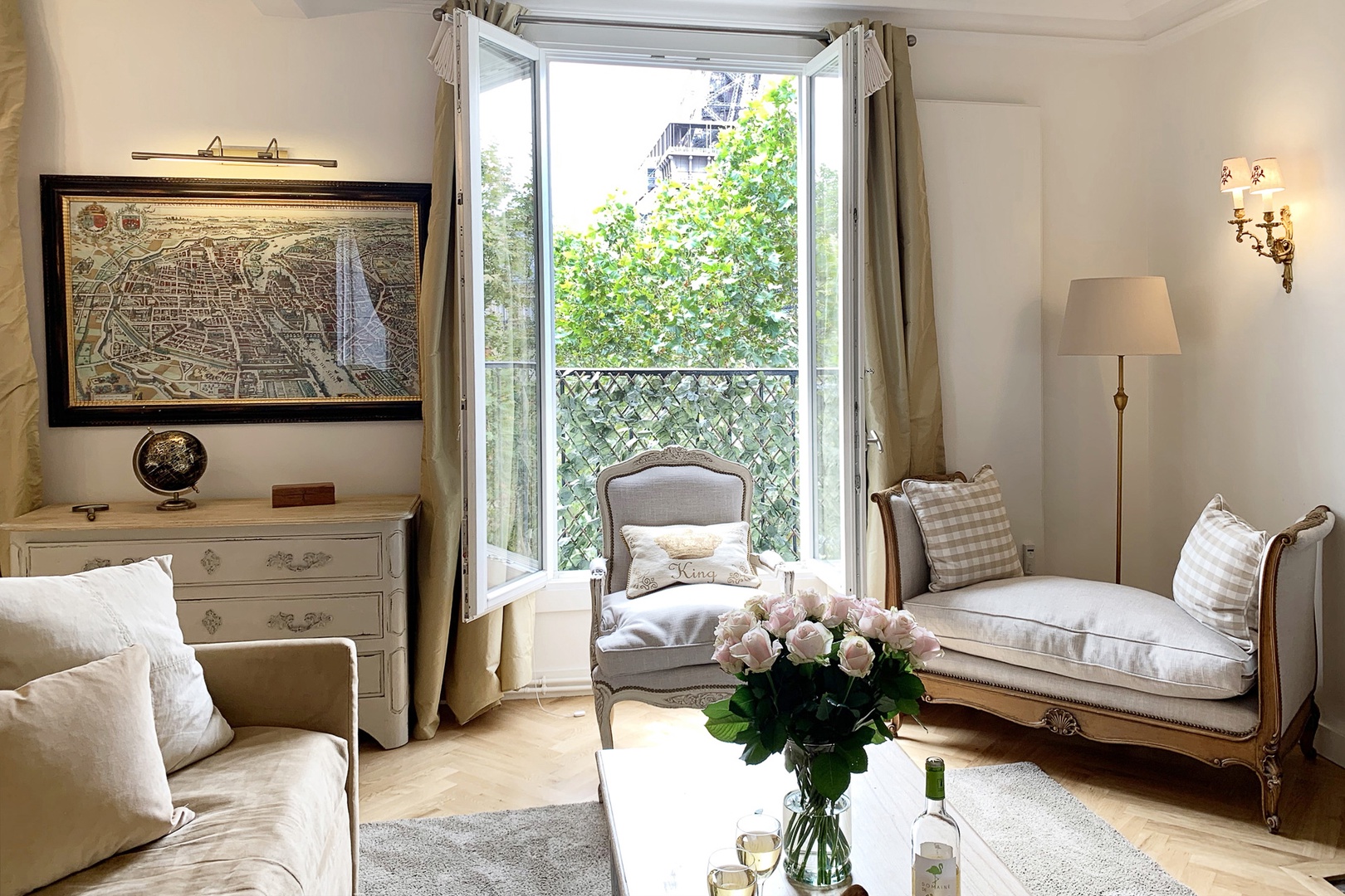 Welcome to Saint Emilion with views of the Eiffel Tower soaring above the tree line.