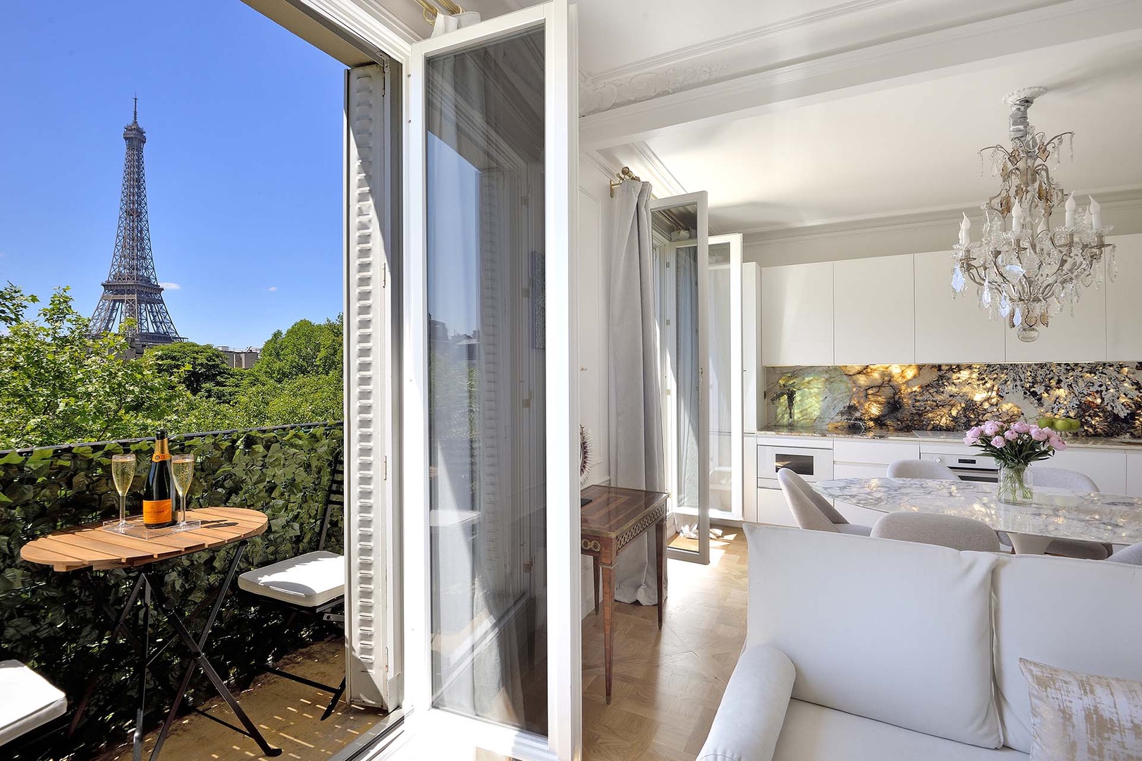 Sit back and take in the unbelievable Eiffel Tower view.
