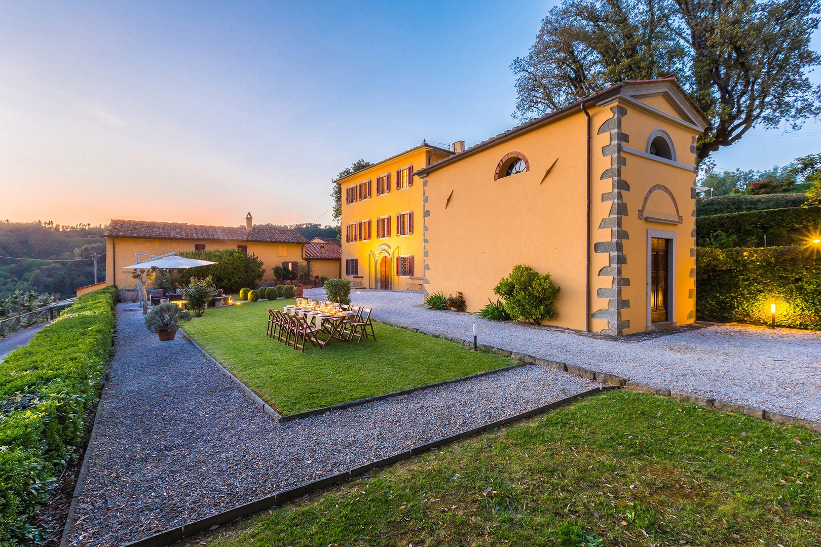 As you approach the house, the first building you see is the family chapel.