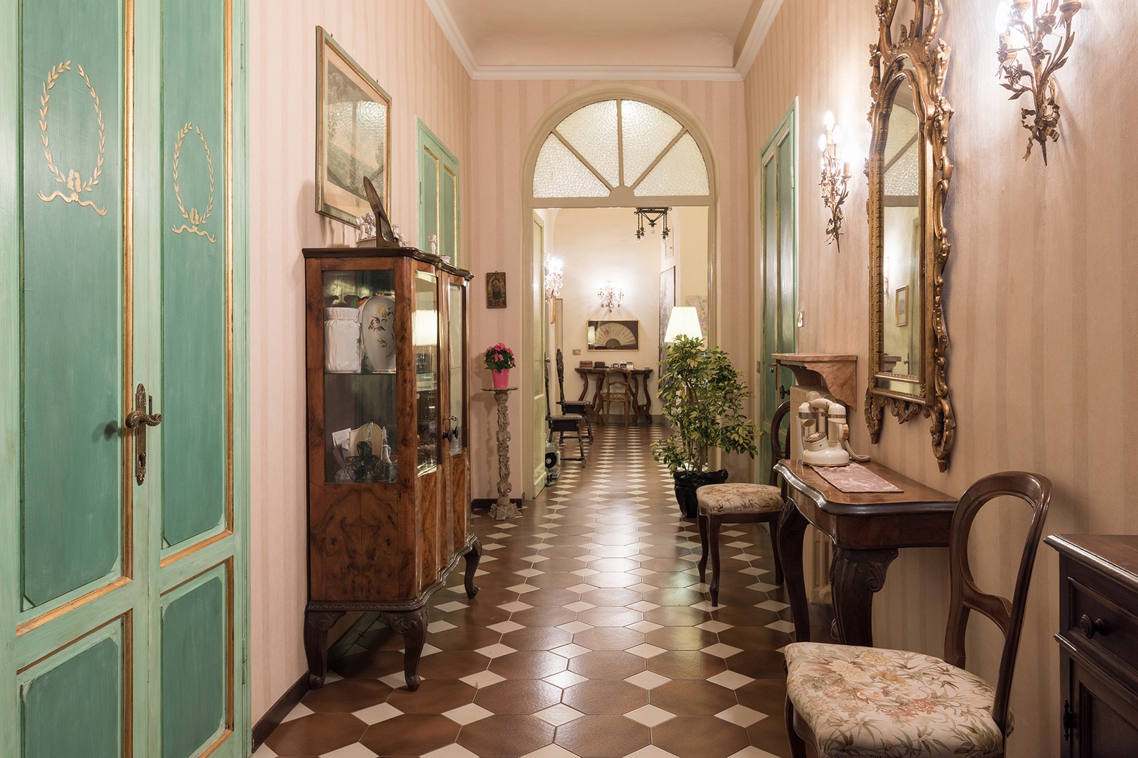 Beautiful private hallway leading to the Strozzi apartment.