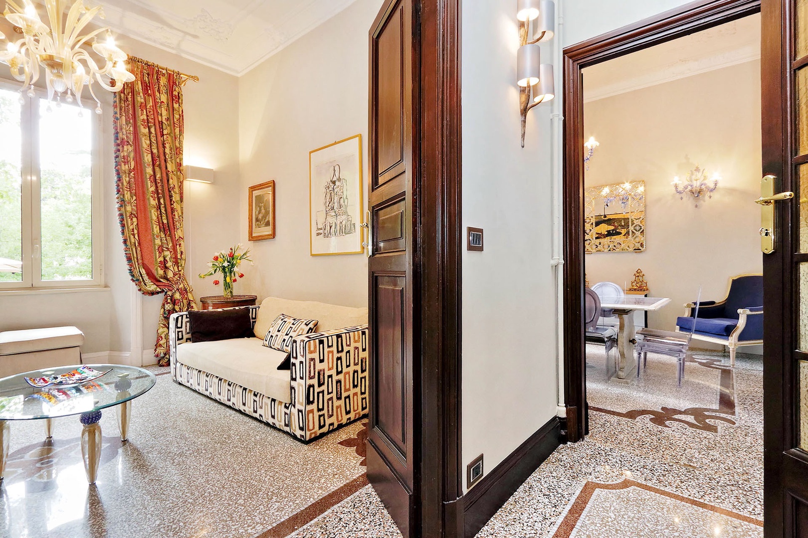 View from living room to the formal dining room.
