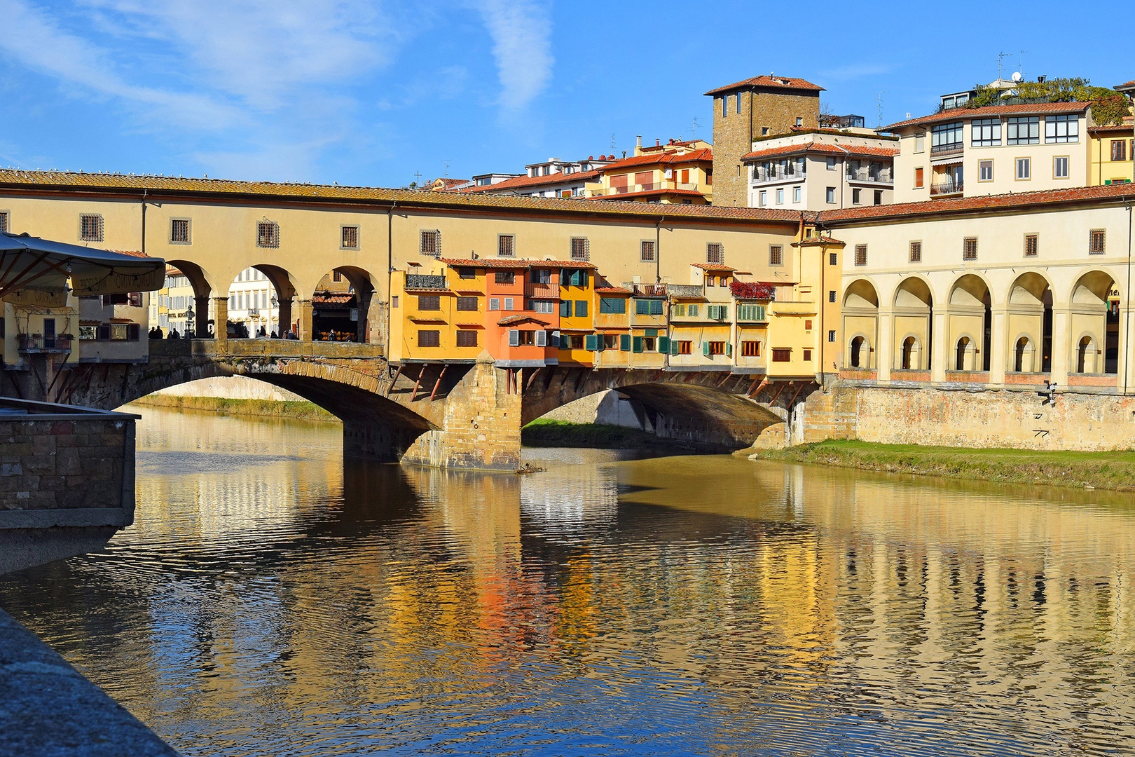 The Ponte Vecchio has graced the Arno river for 700 years. Fine jewelery shops adorn your stroll.