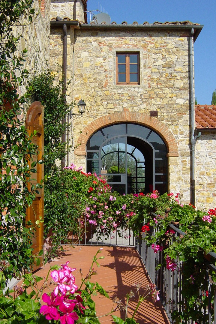 The small, private balcony off bedroom 1 that overlooks the castle.