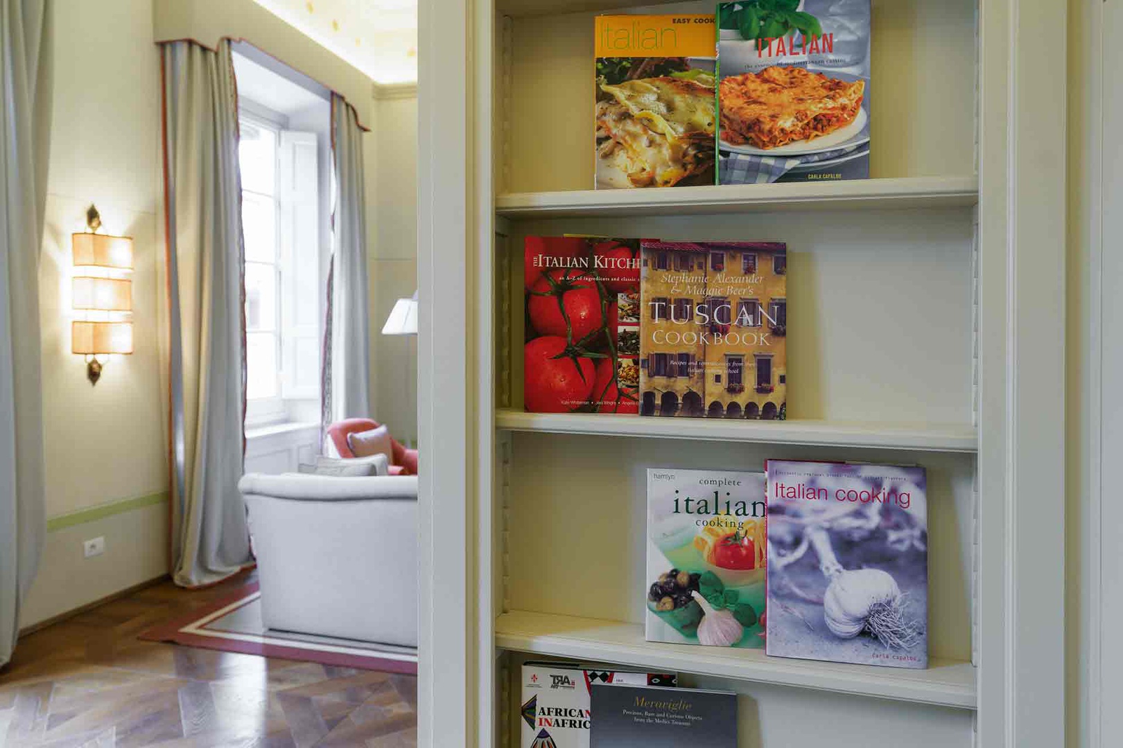 Partial wall sets the kitchen apart from living area.