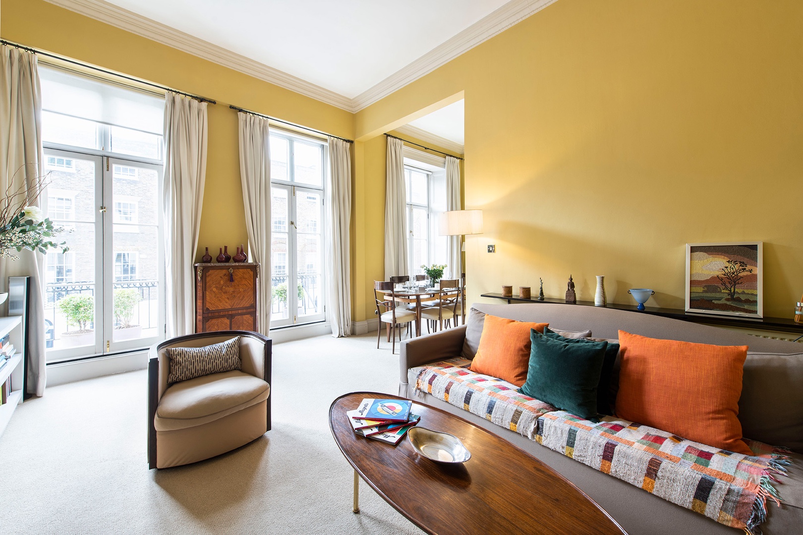 View from the living room towards the dining area