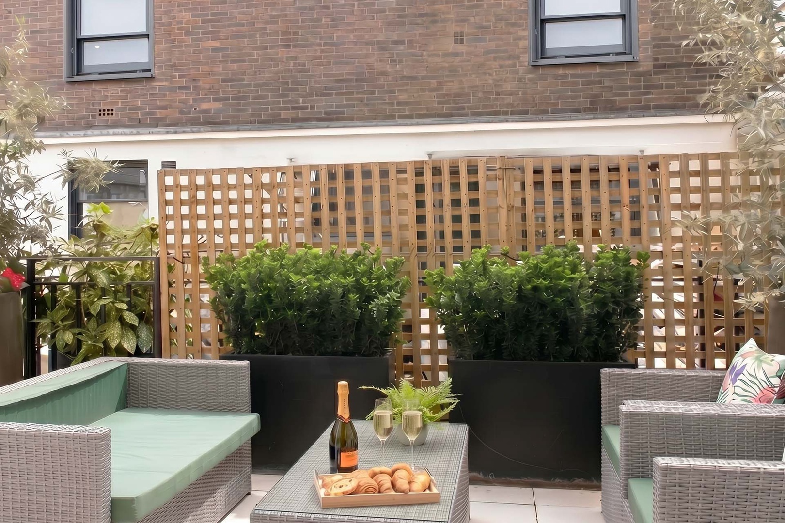Enjoy lounging on the patio just off the kitchen and dining area.