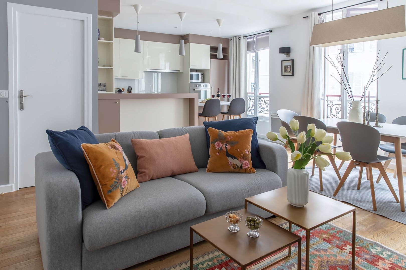 Elegant contemporary furniture decorates the living space.