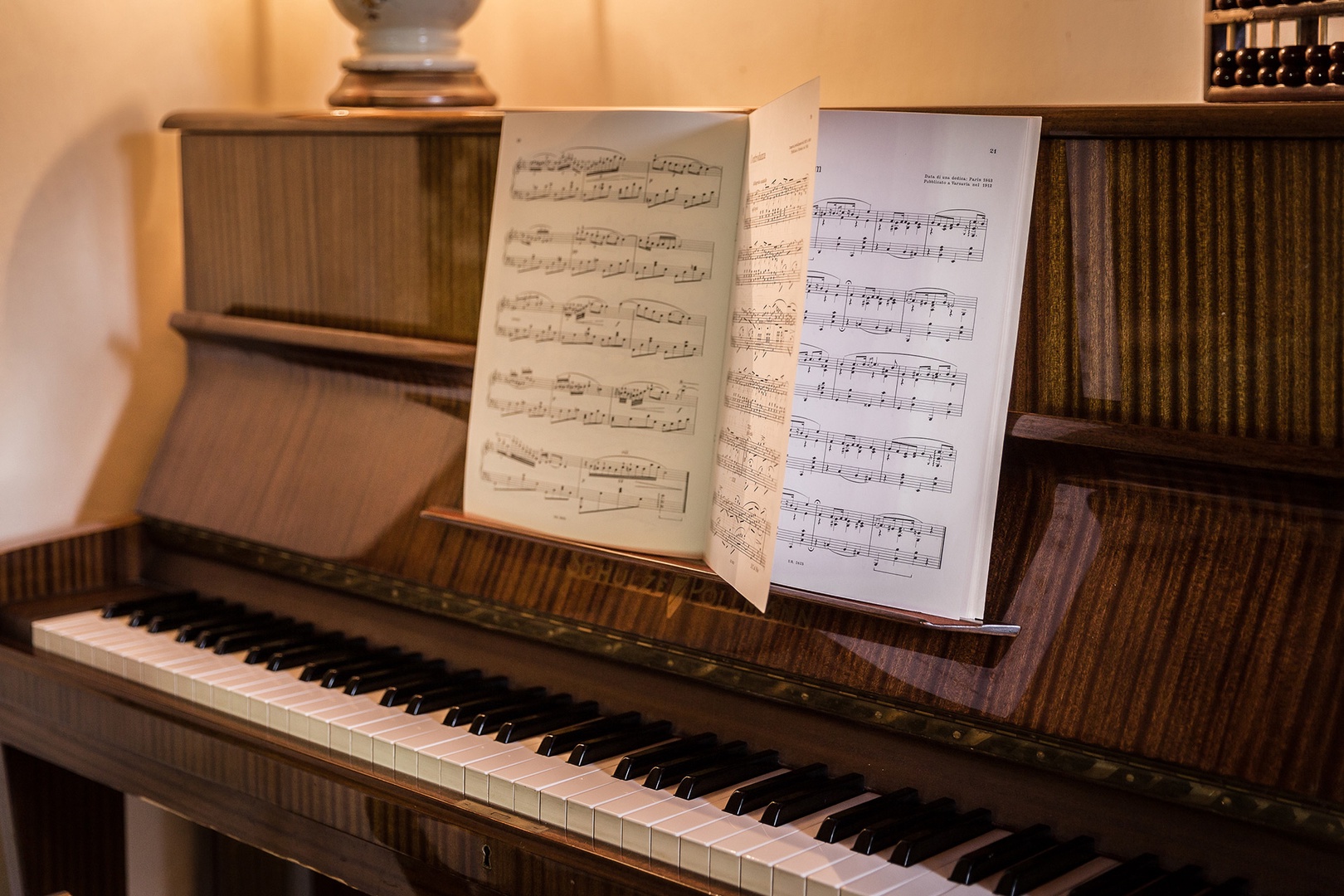 Piano in entertainment room.