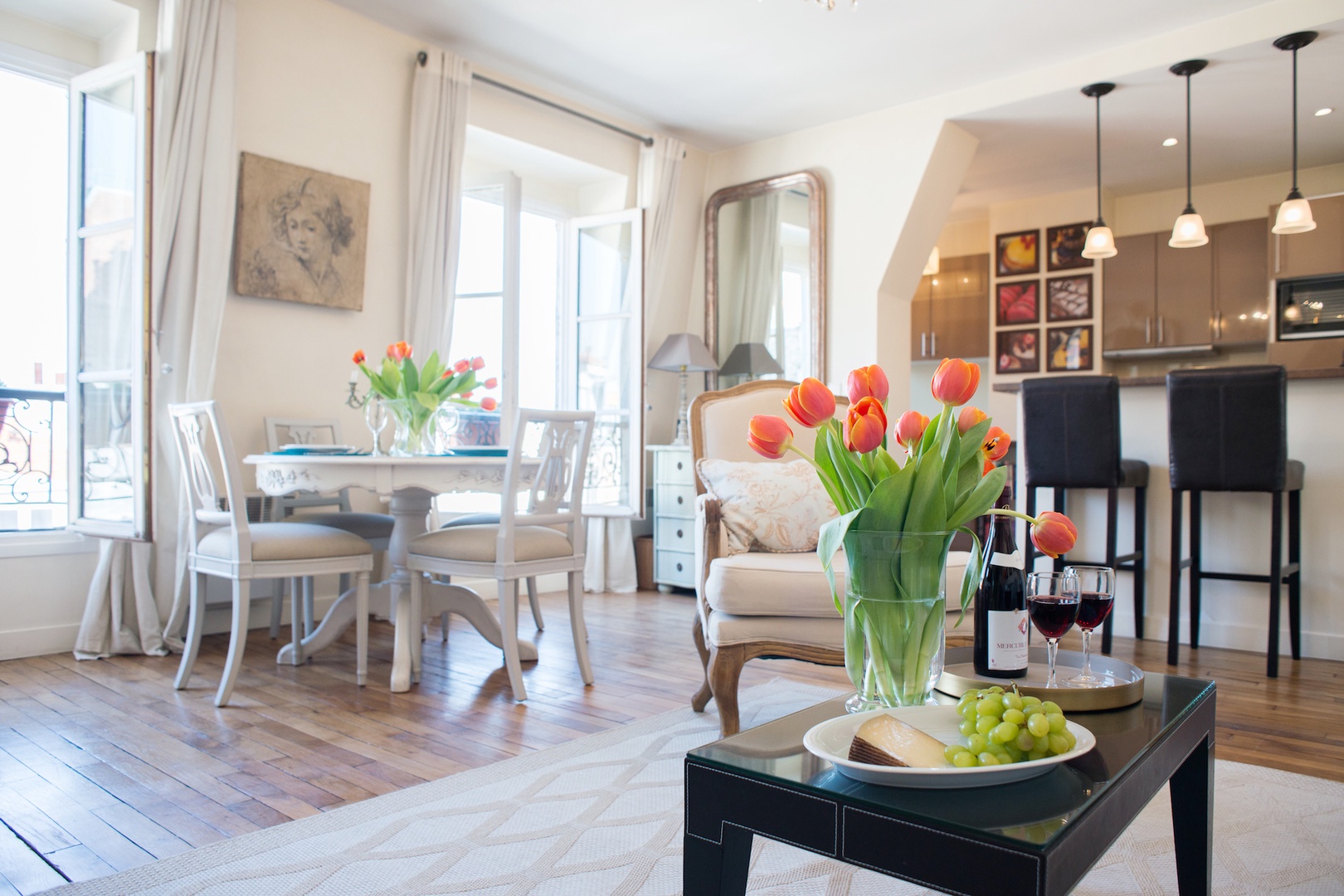The soft décor creates a warm and welcoming space.