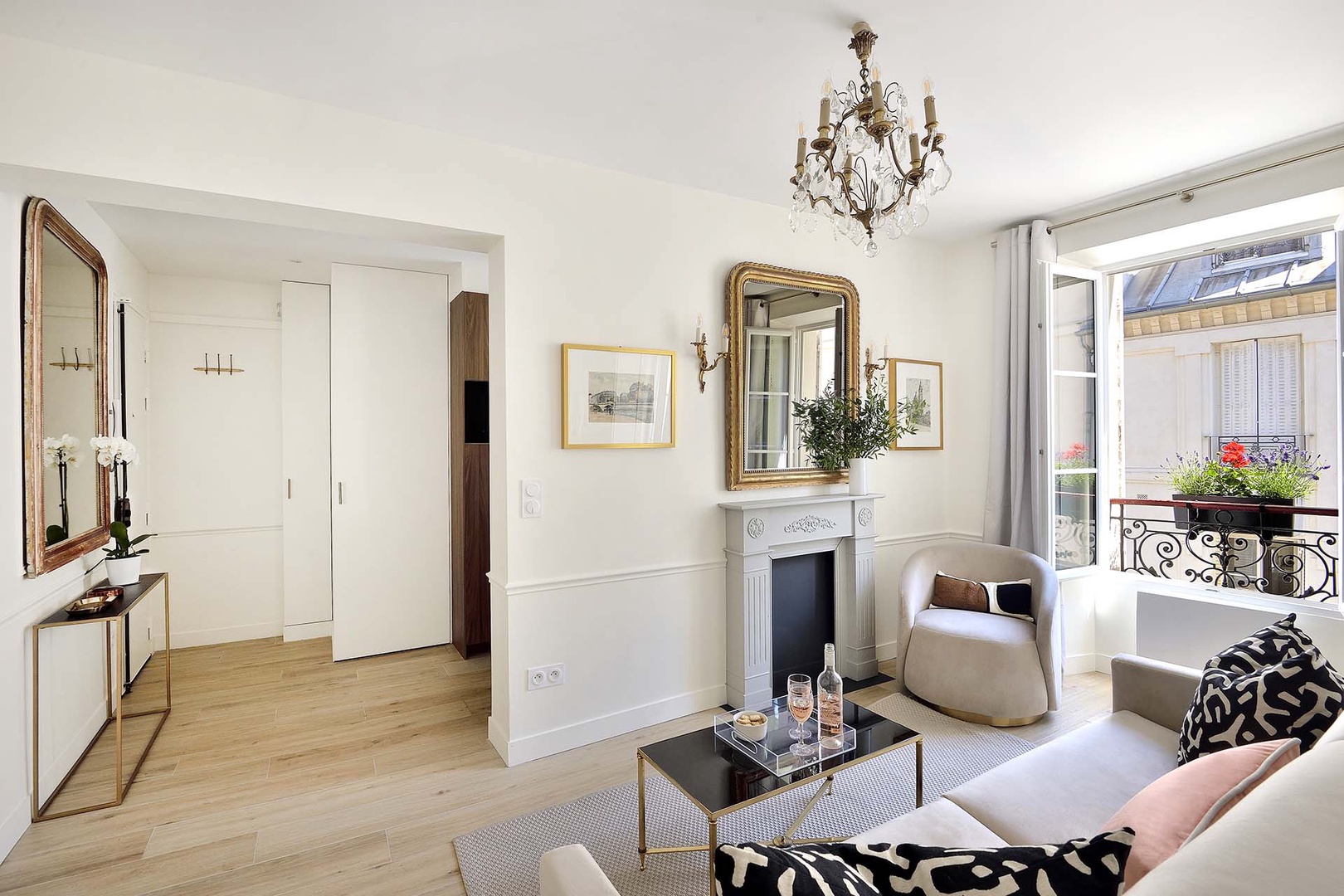 Sofa bed and additional powder room are perfect for guests.