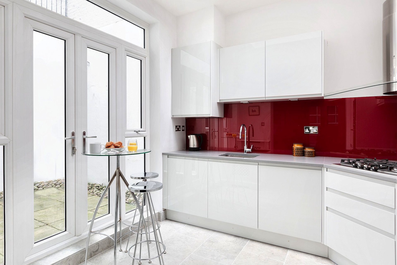 Modern kitchen just off the living room