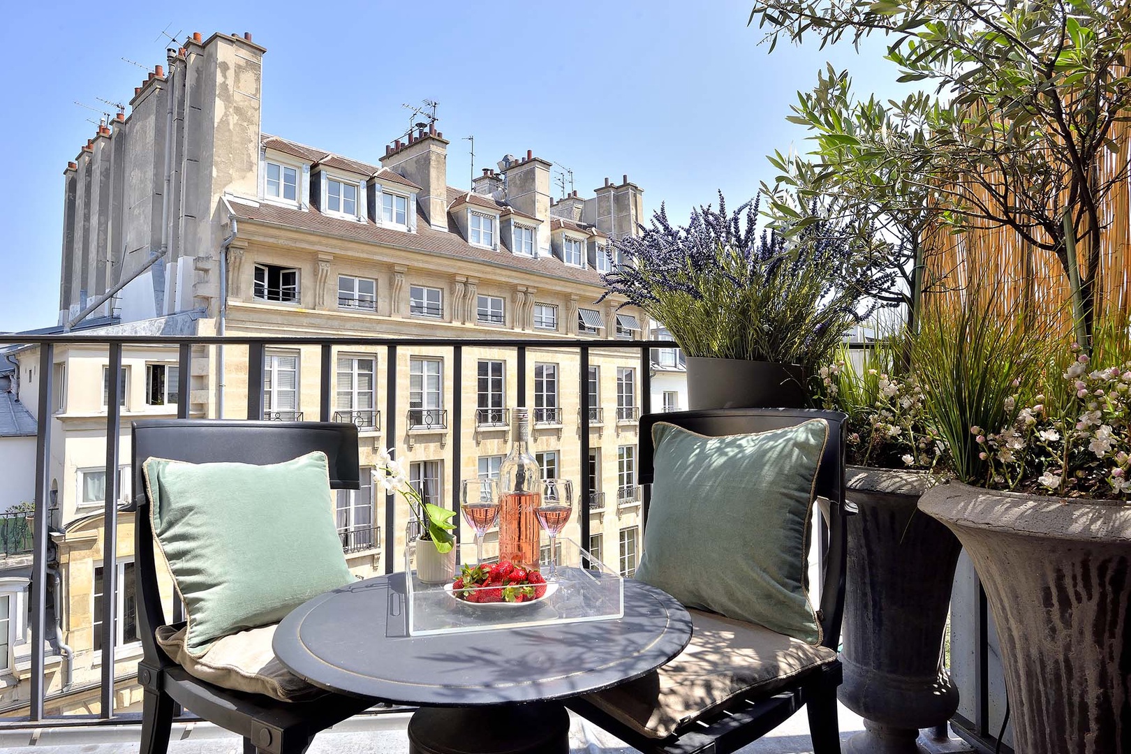 Enjoy your private balcony overlooking the lovely Place Dauphine.