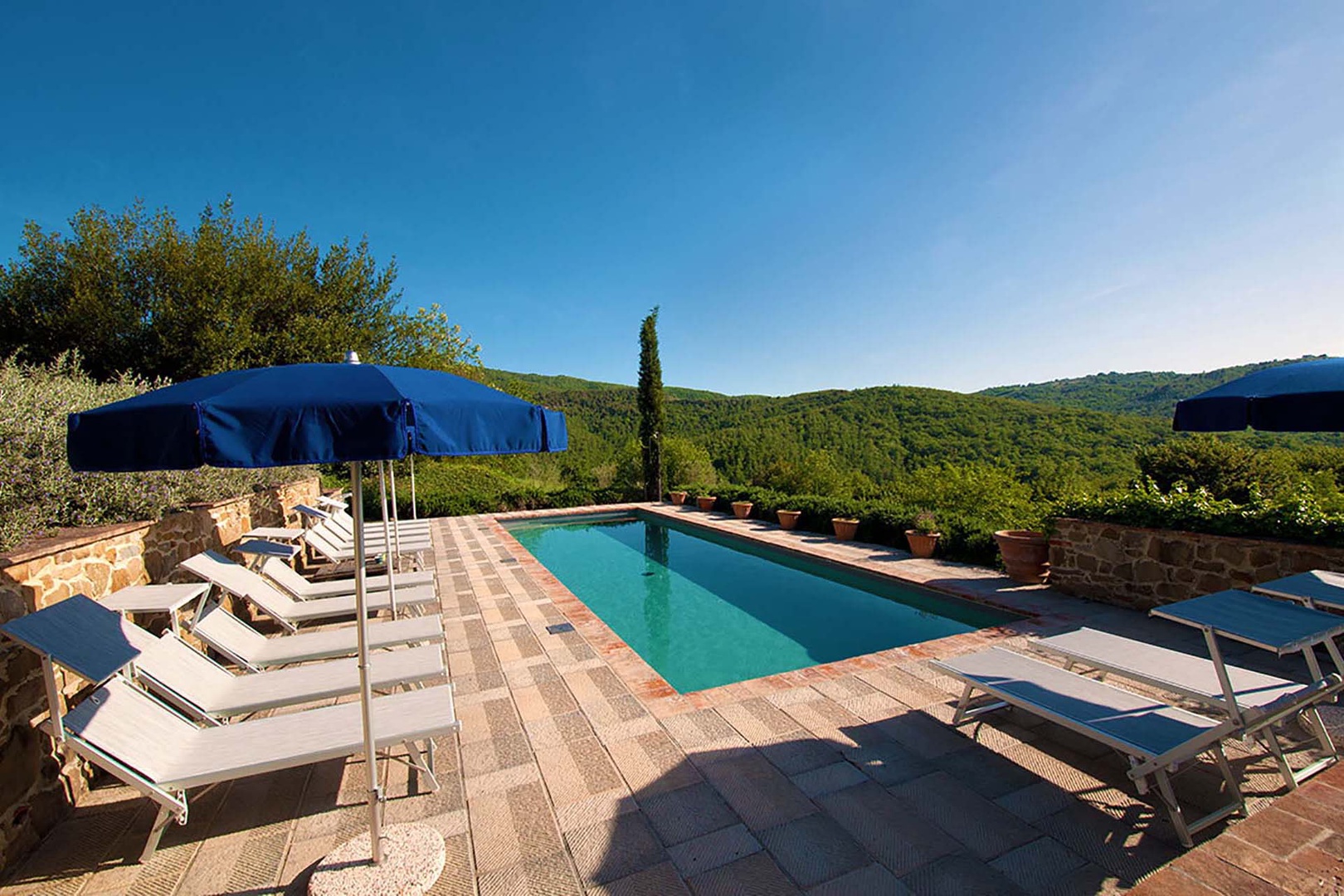 Enjoy the views of the hillside from the pool