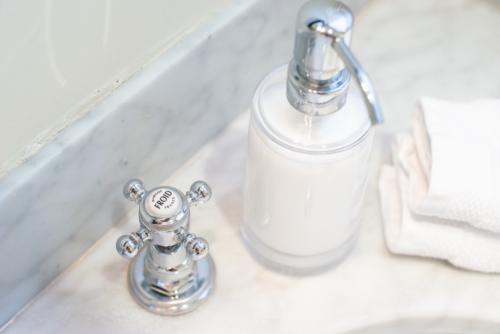 Enjoy the elegant amenities in the en suite bathroom.