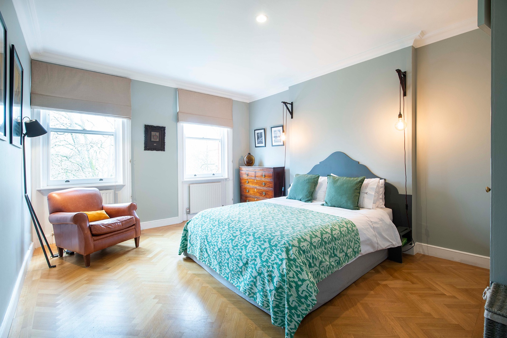 Roomy bedroom 1 overlooks the garden square