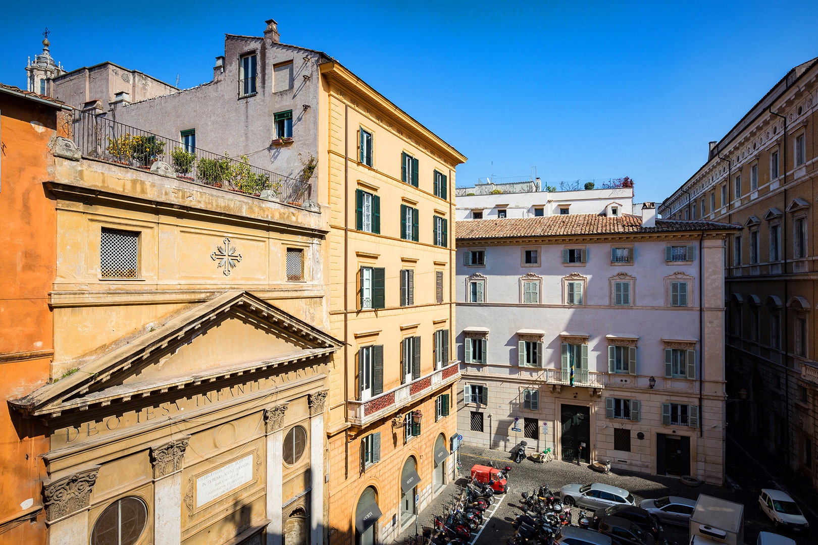 Charming views of Piazza di Pasquino from living room.