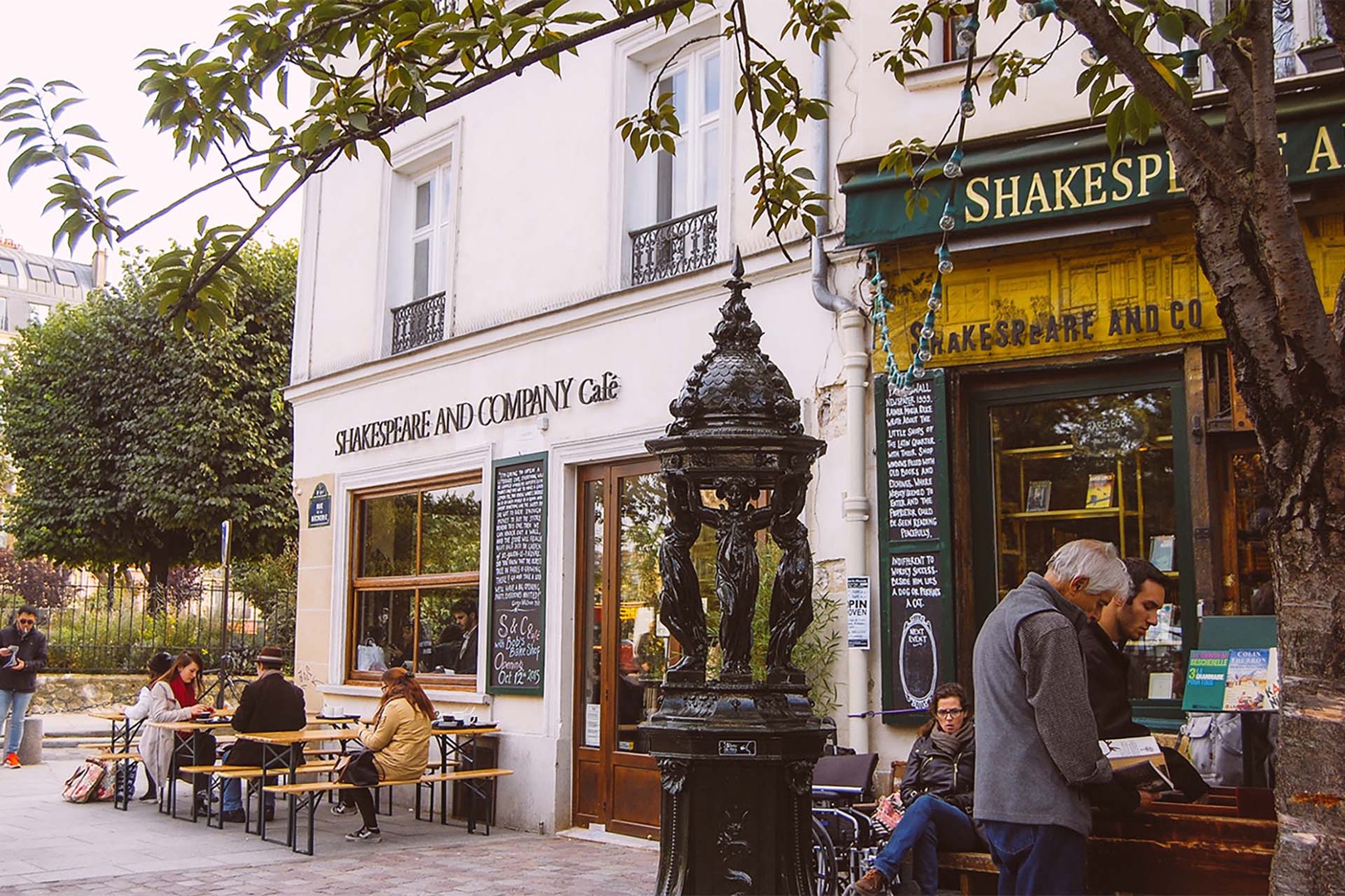 The iconic Shakespere and Company bookstore is just a ten minute walk from Place Dauphine.