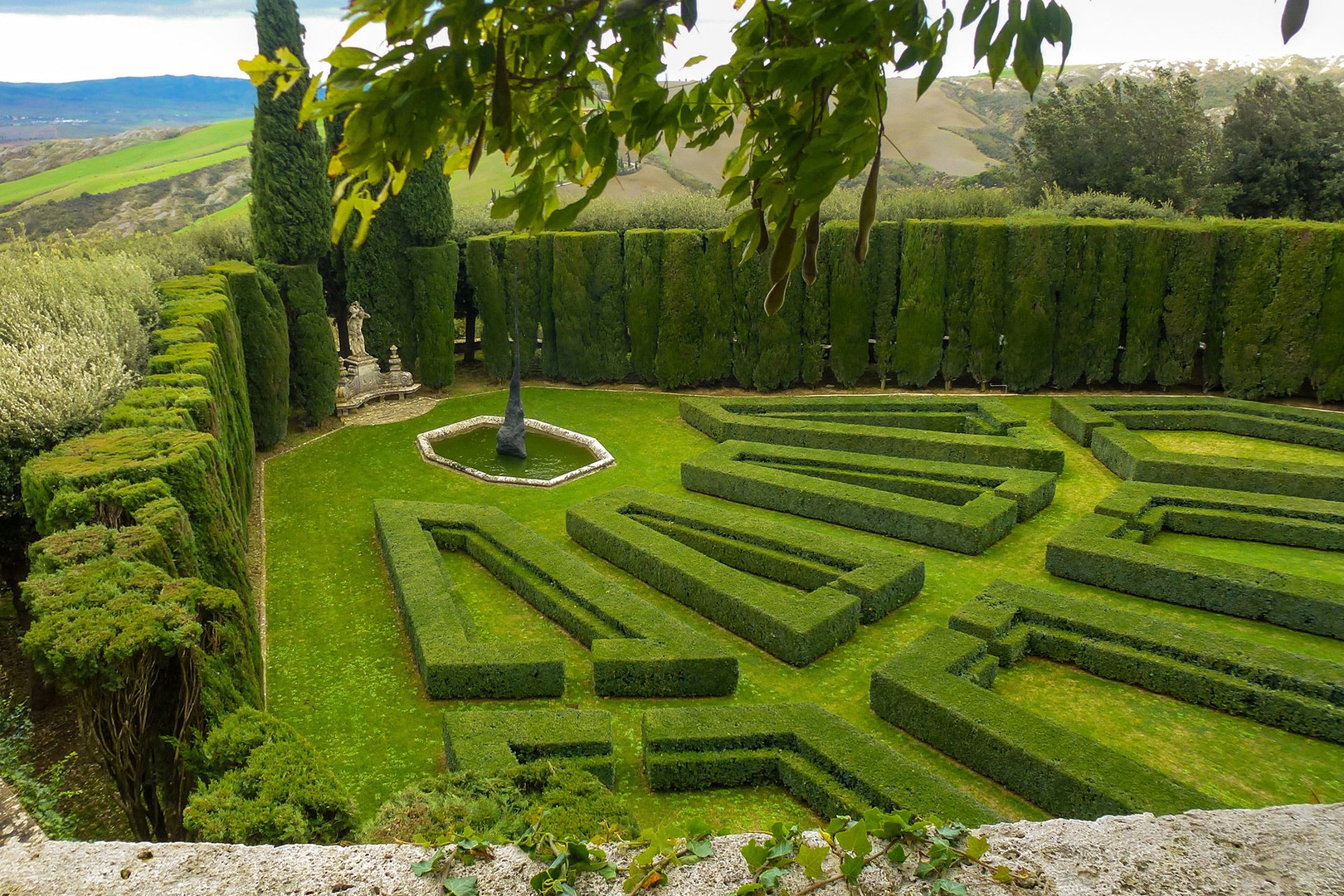 Formal English gardens at the main villa.