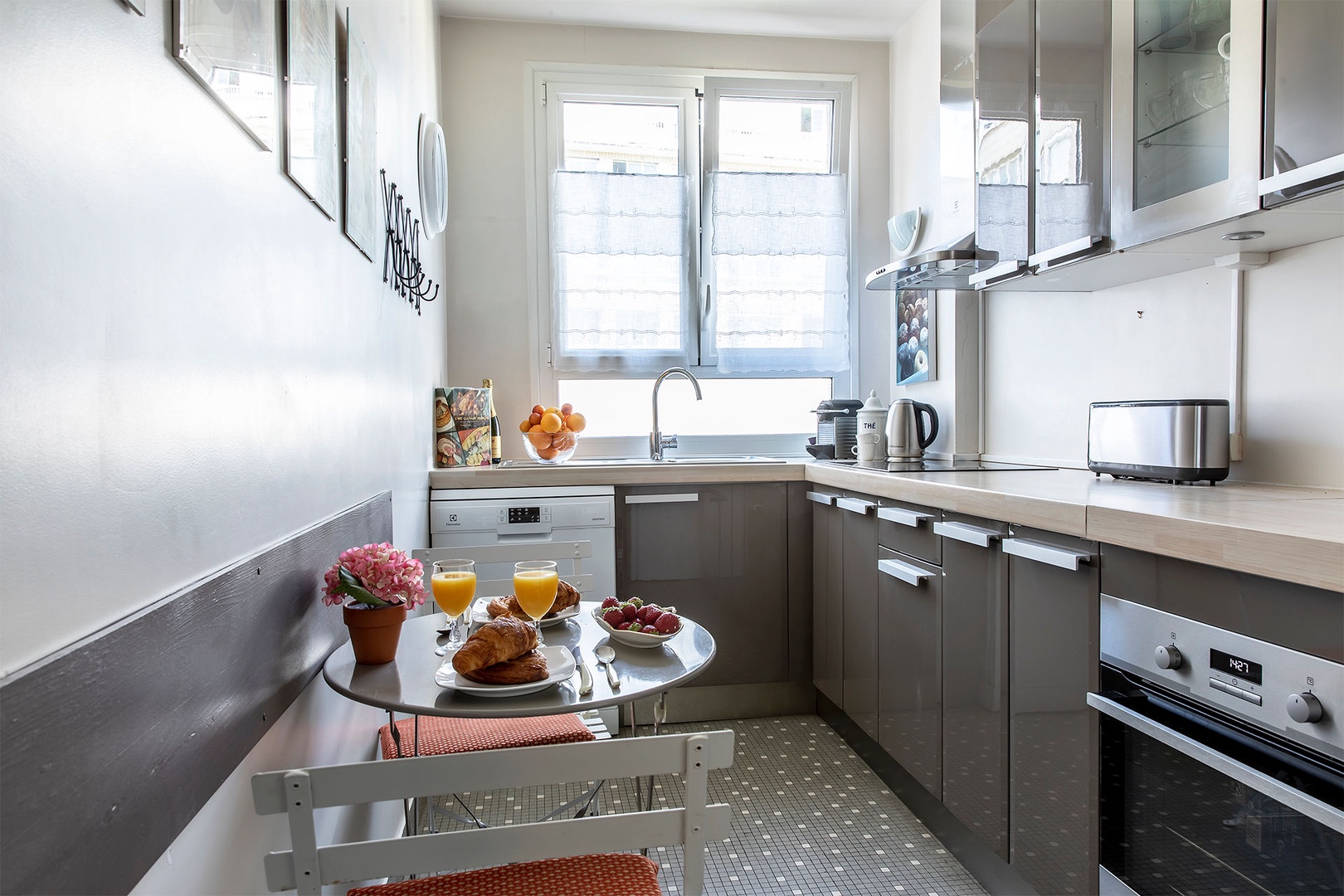 Bistro table in the kitchen is perfect for breakfast.