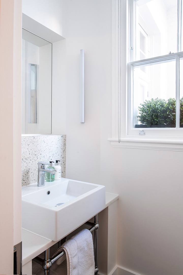 Lots of natural light pours in through the window in bathroom 2.