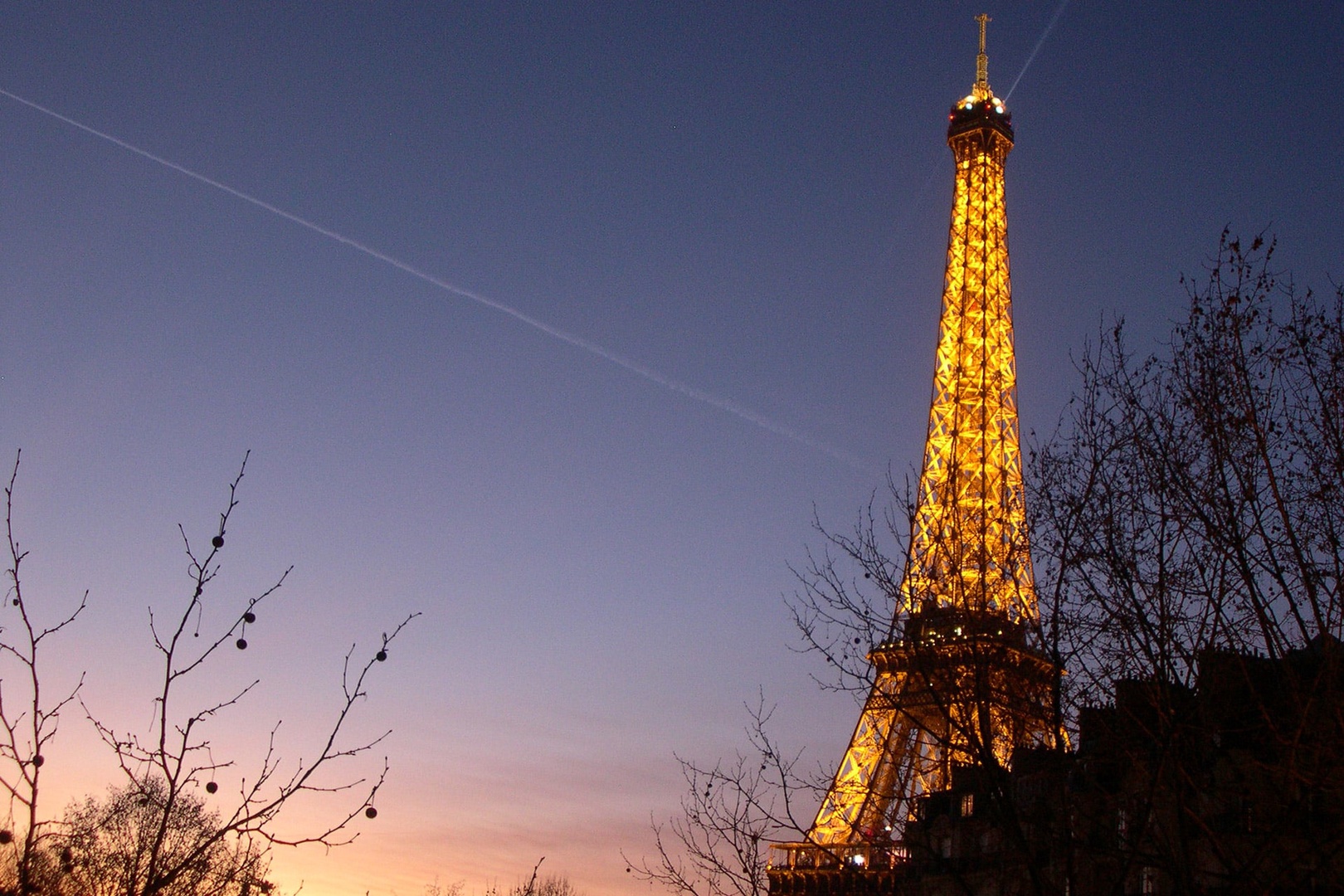 Dreamy winter views of the Eiffel Tower from the living room 1 and bedroom 1