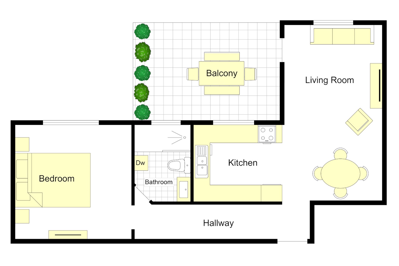 Review your spacious layout featuring an open living area, fully equipped kitchen, and private balcony for memorable stays.