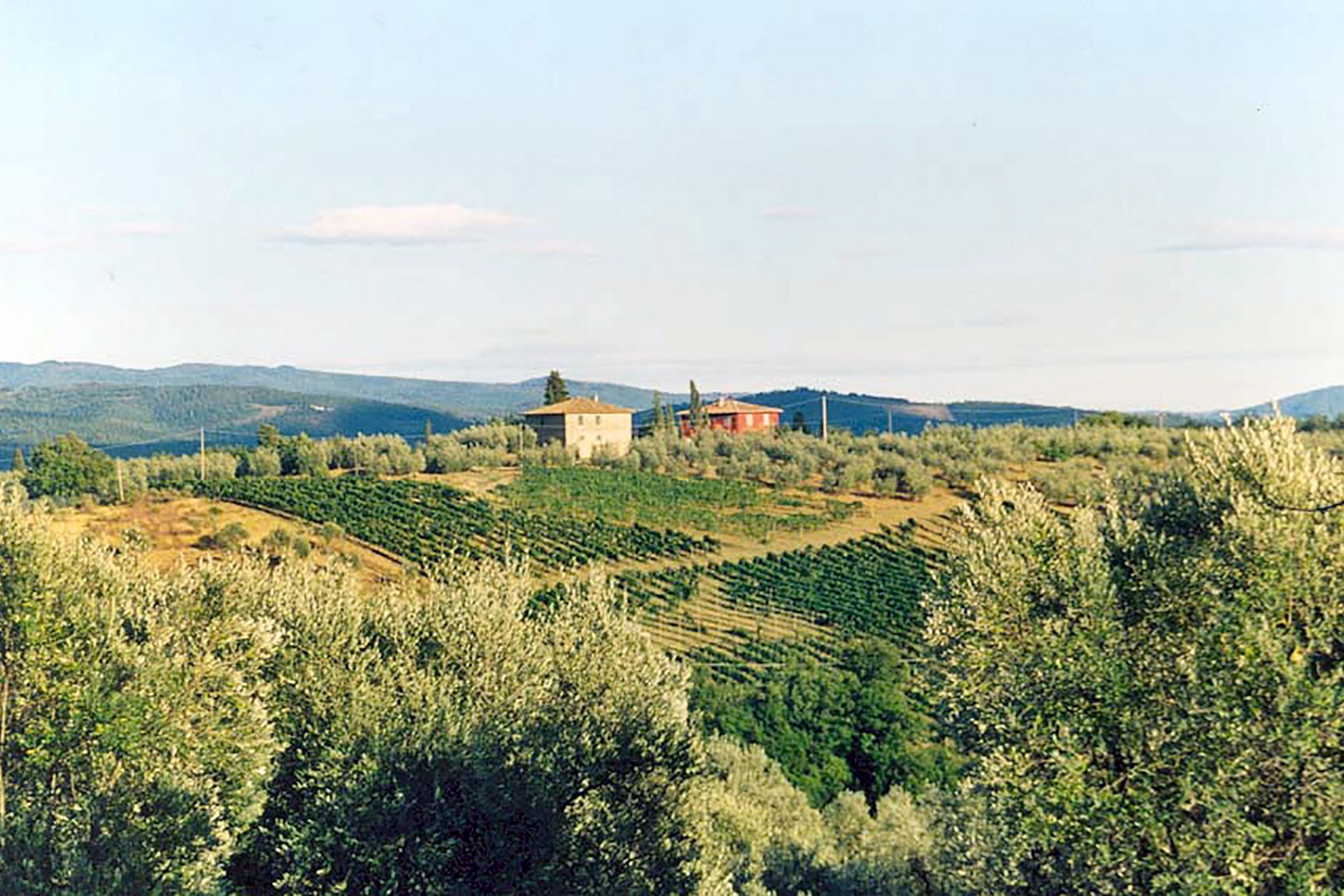 View of Casa Rossa, the original farmhouse and Casa San Vito which was once the barn.