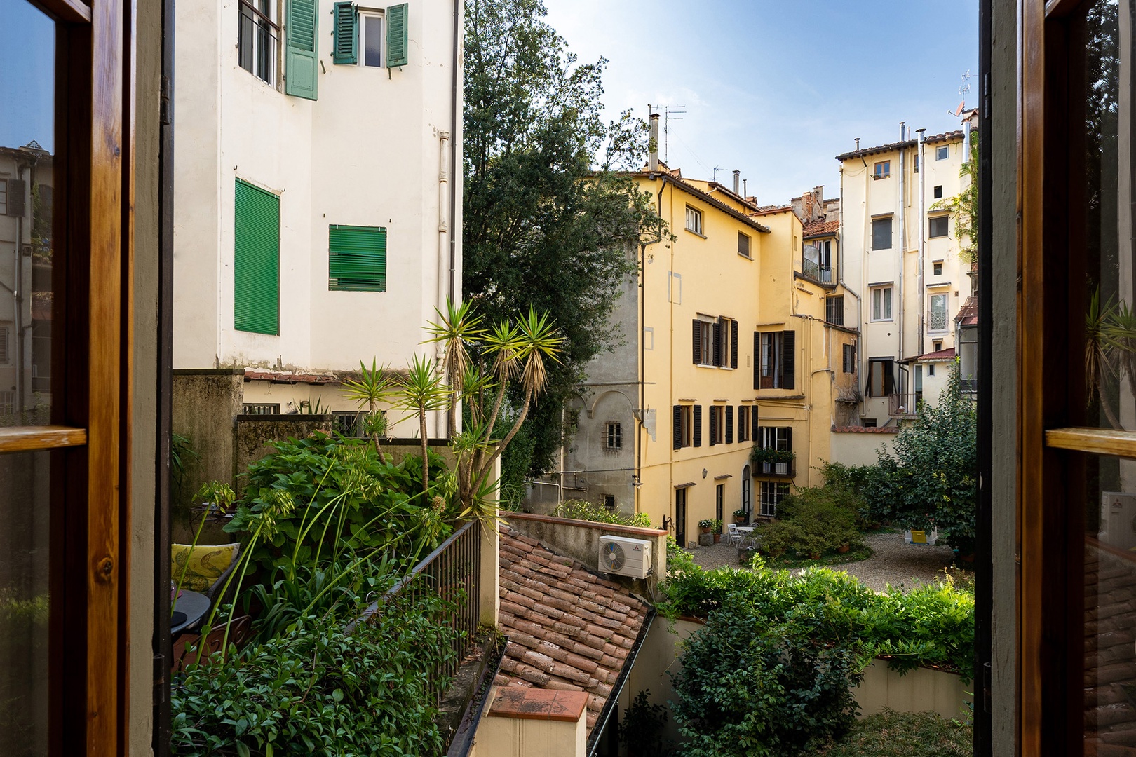 Terrace view across expanse courtyards.