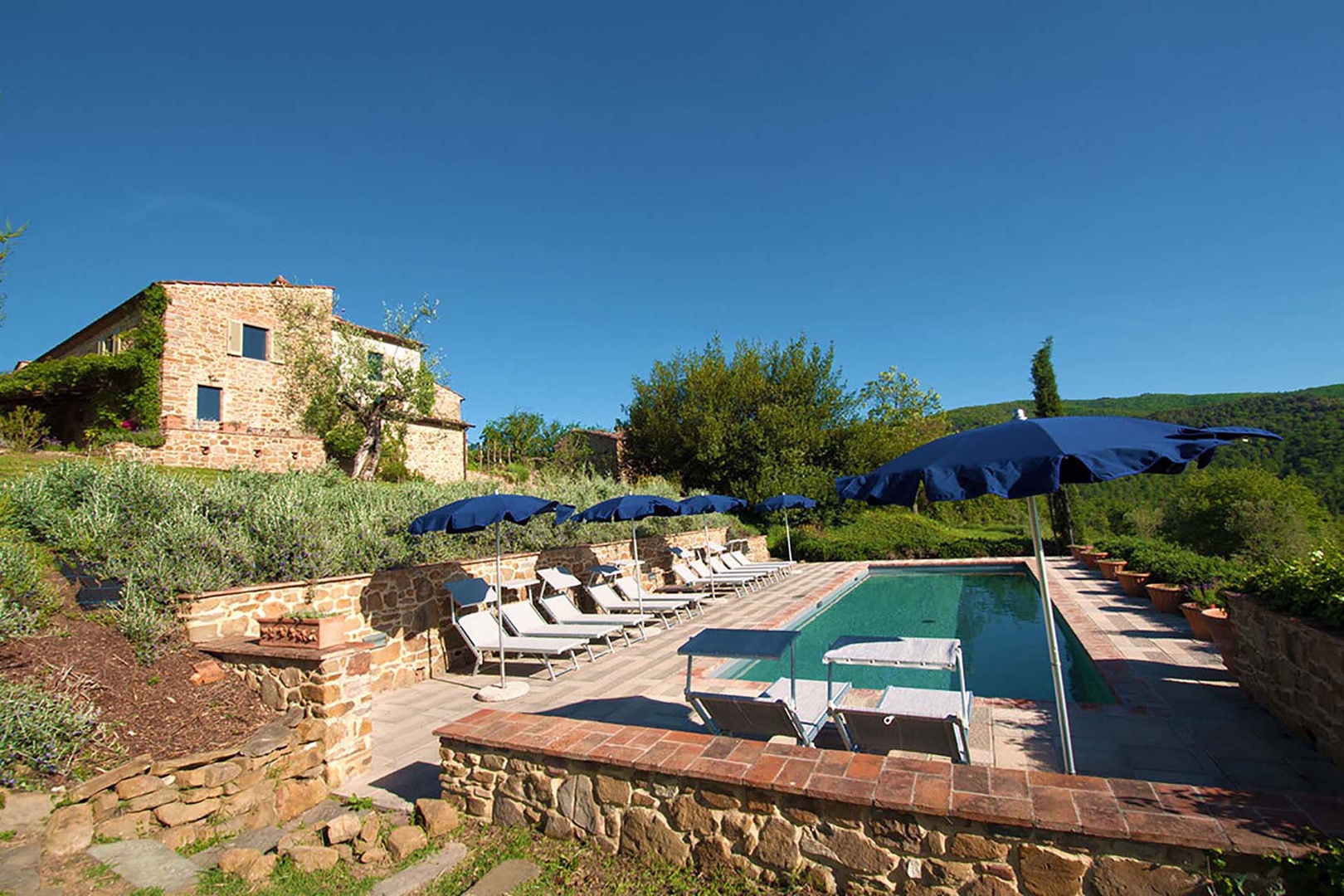 Large pool with lounge area