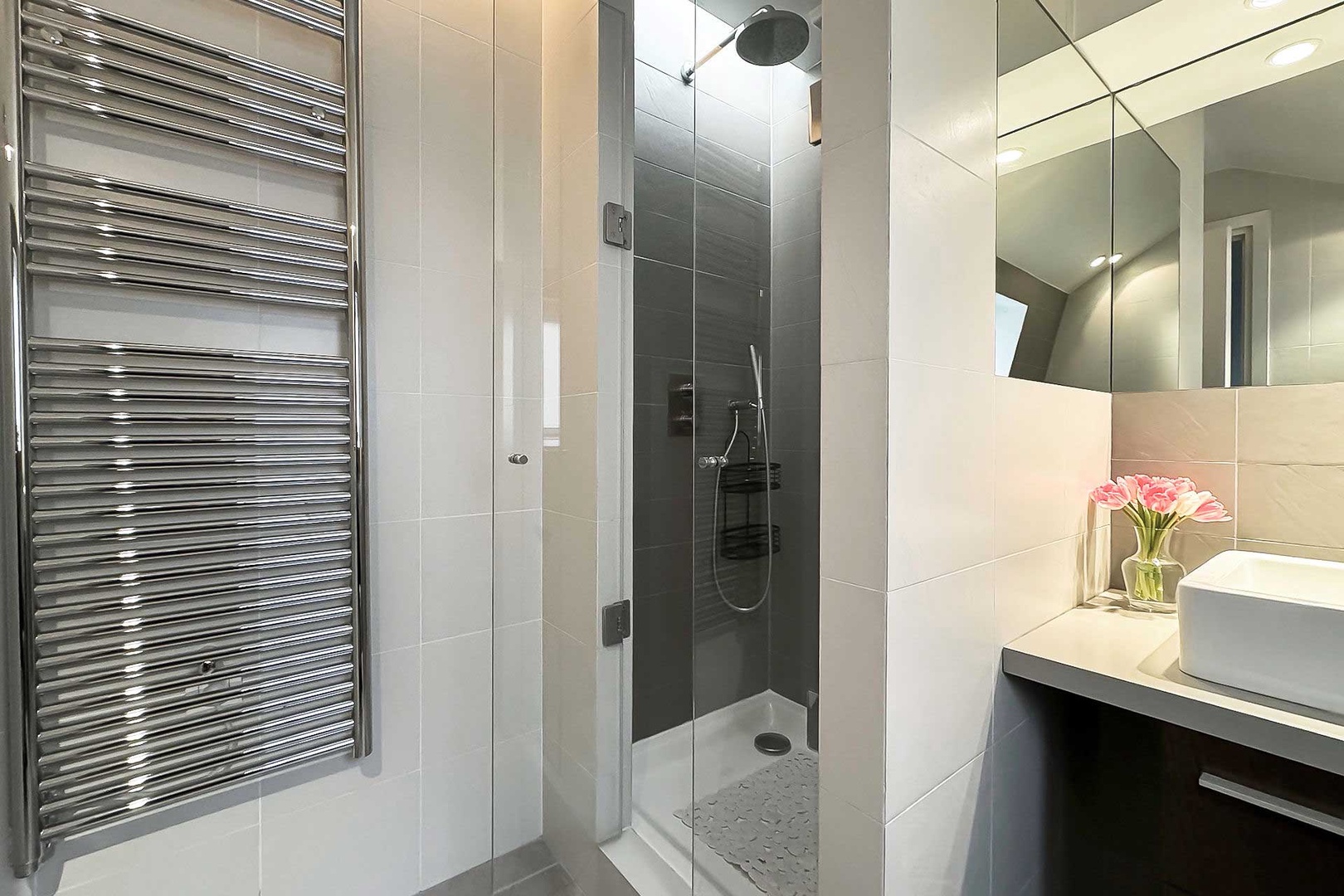 Enjoy modern amenities and finishes in the bathroom.