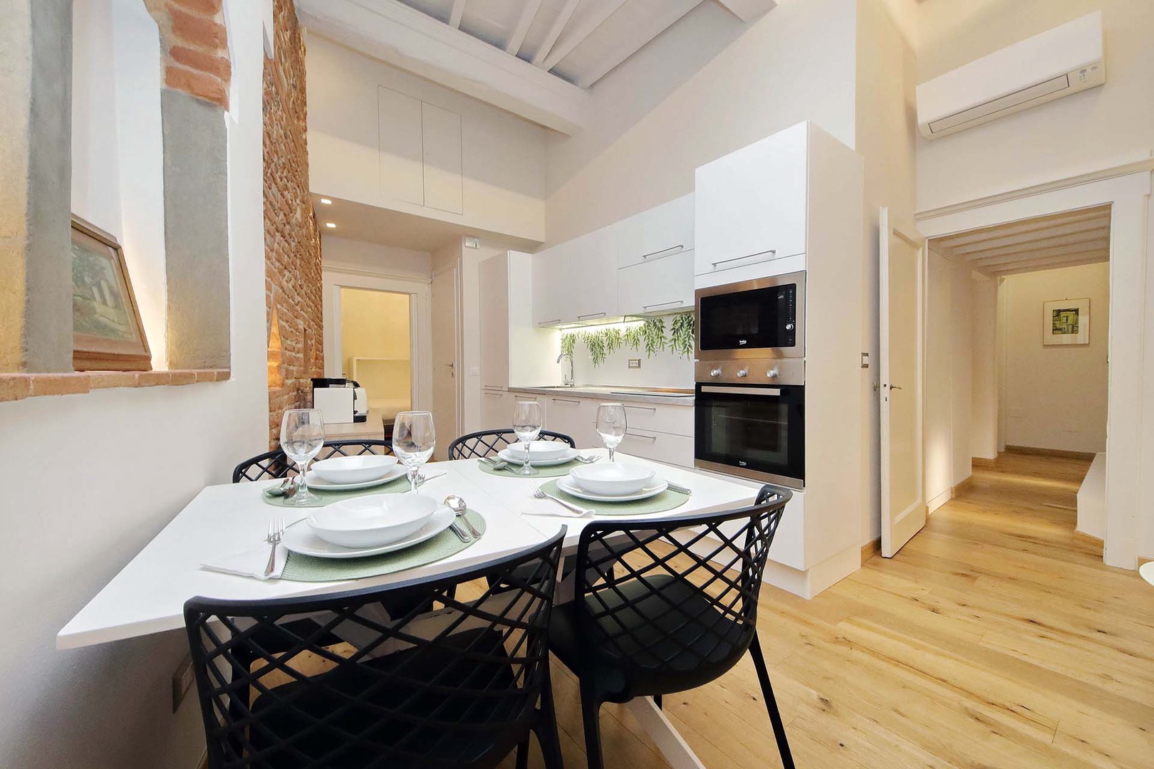 Enjoy meals in the open kitchen dining area.