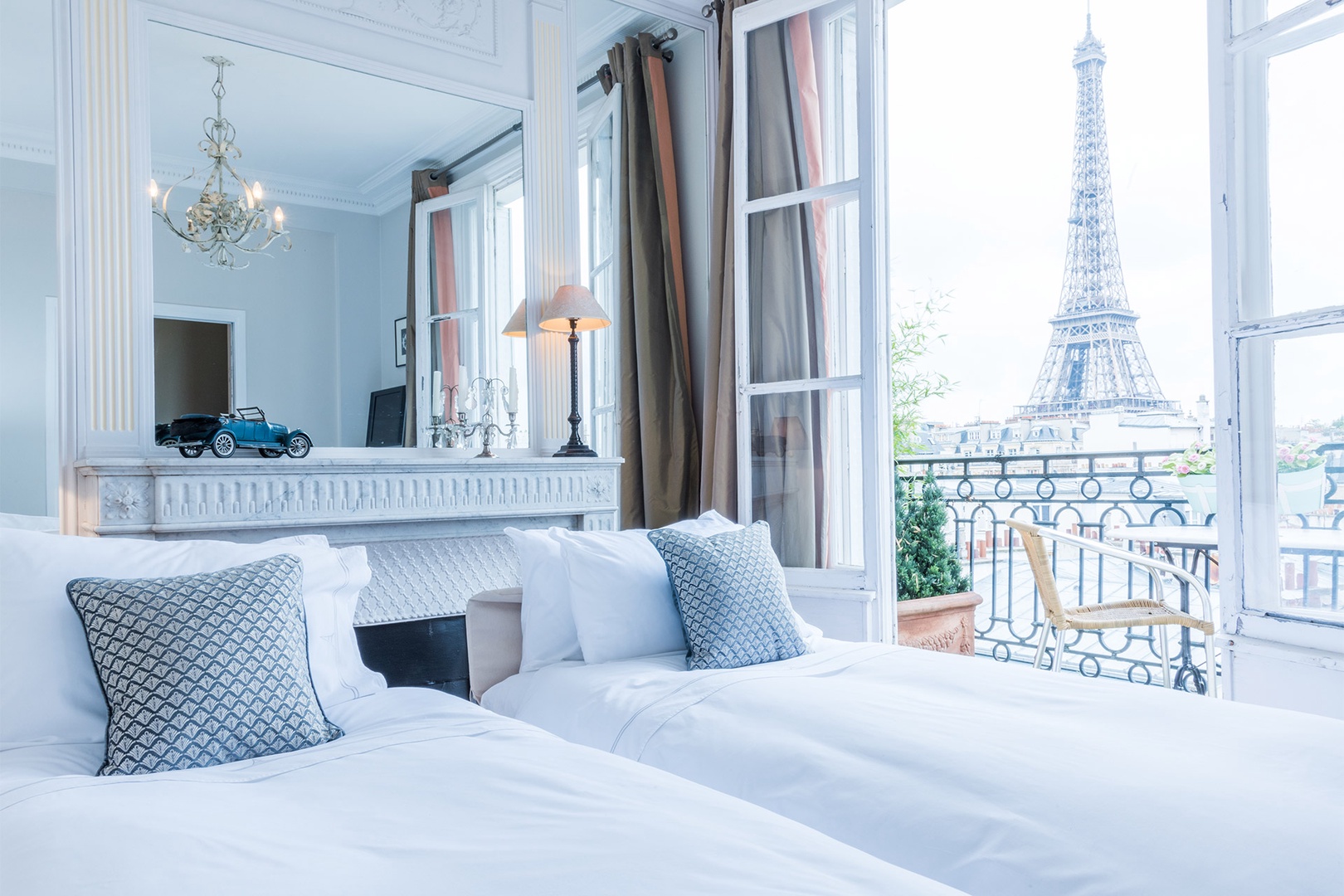 Wake up each morning to an incredible Eiffel Tower view.