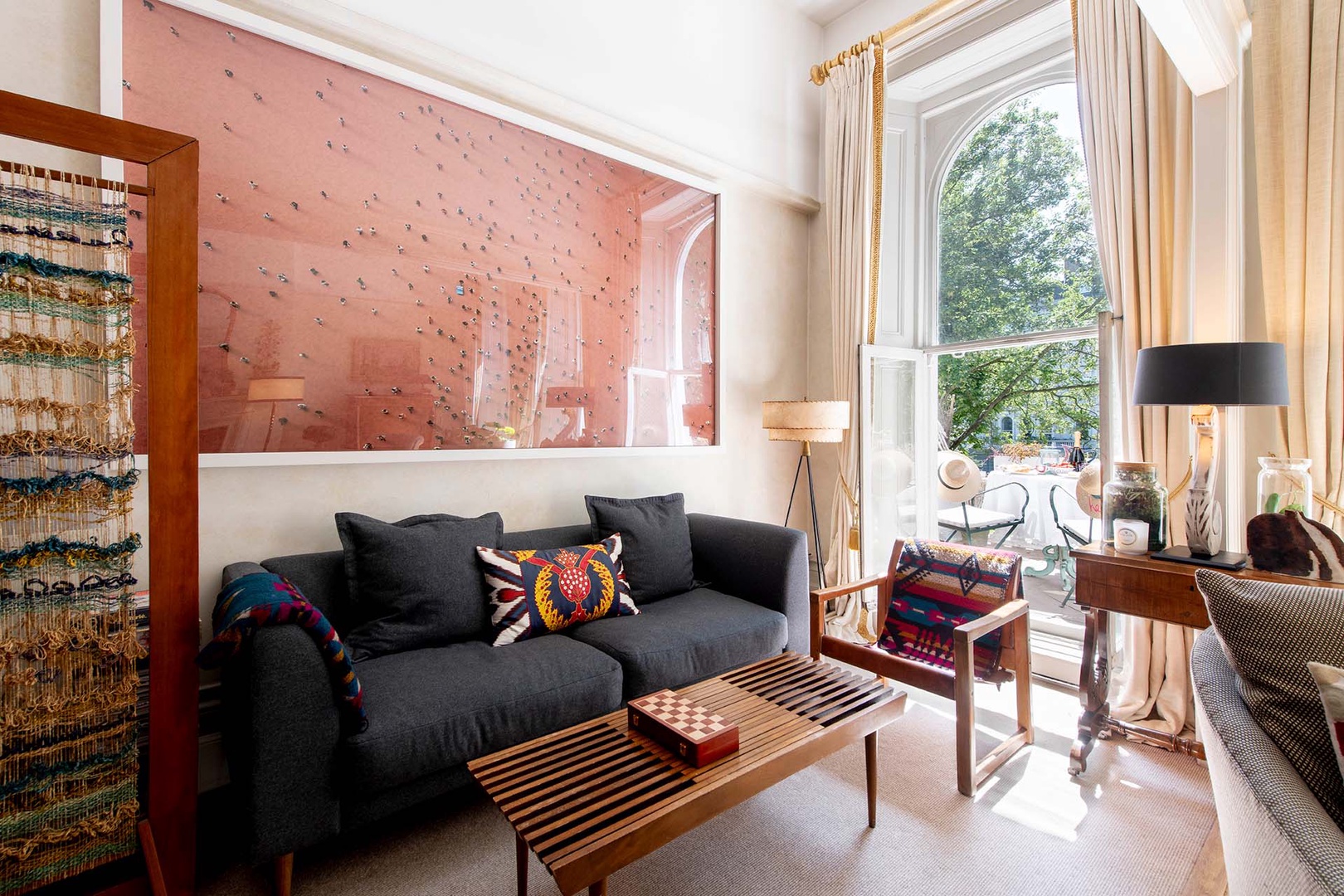 Spacious living room opens to the balcony.