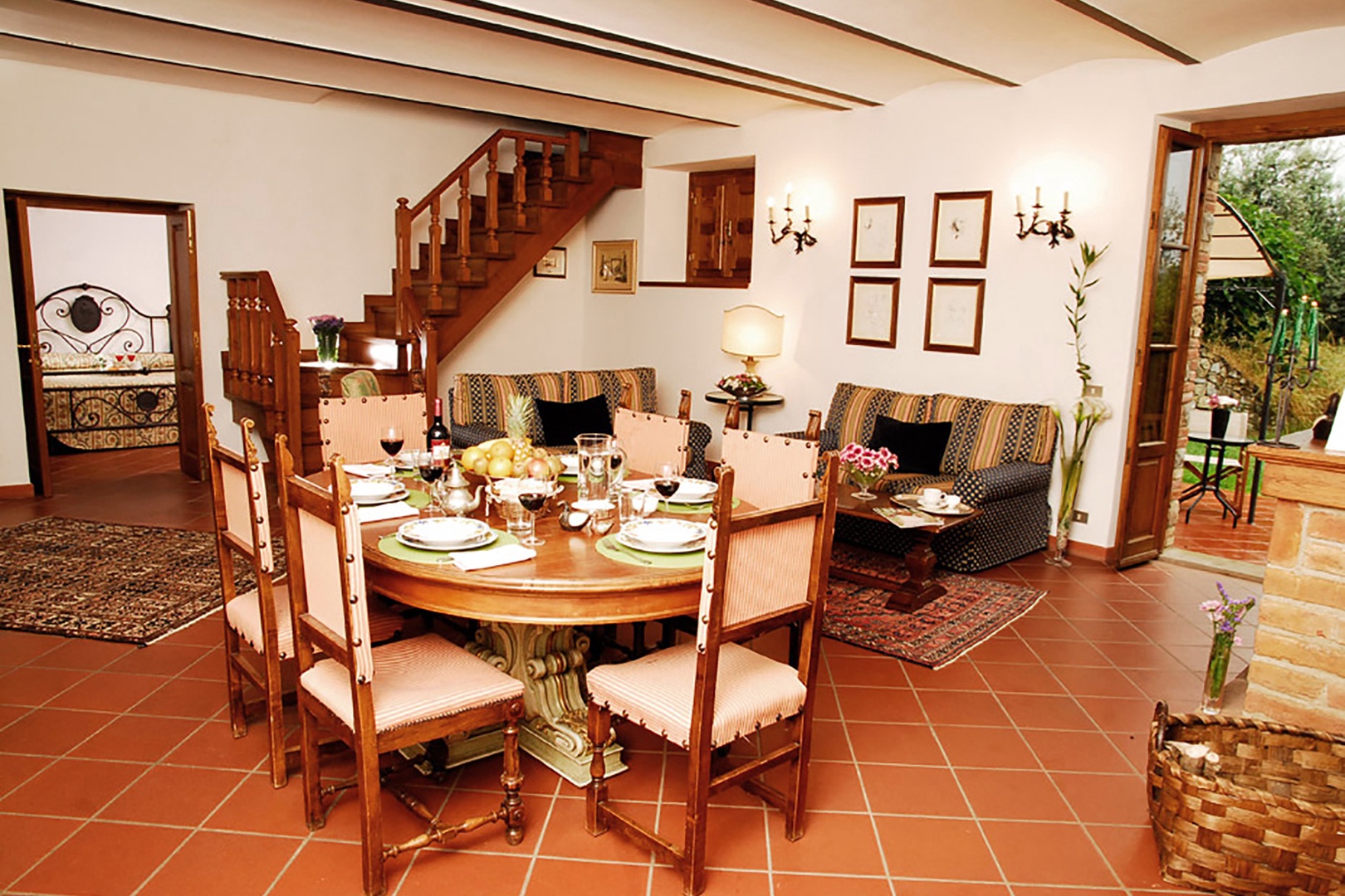 This is a two floor apartment, see the stairs off the dining area.