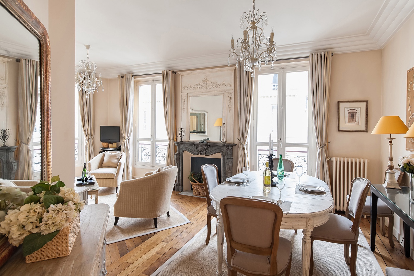 Step into the elegant living and dining room.