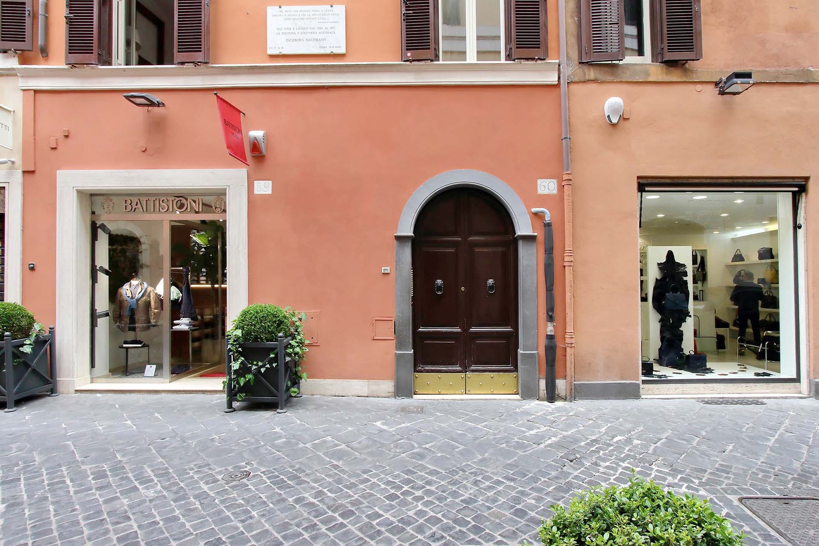 Classic cobblestone street to the entrance