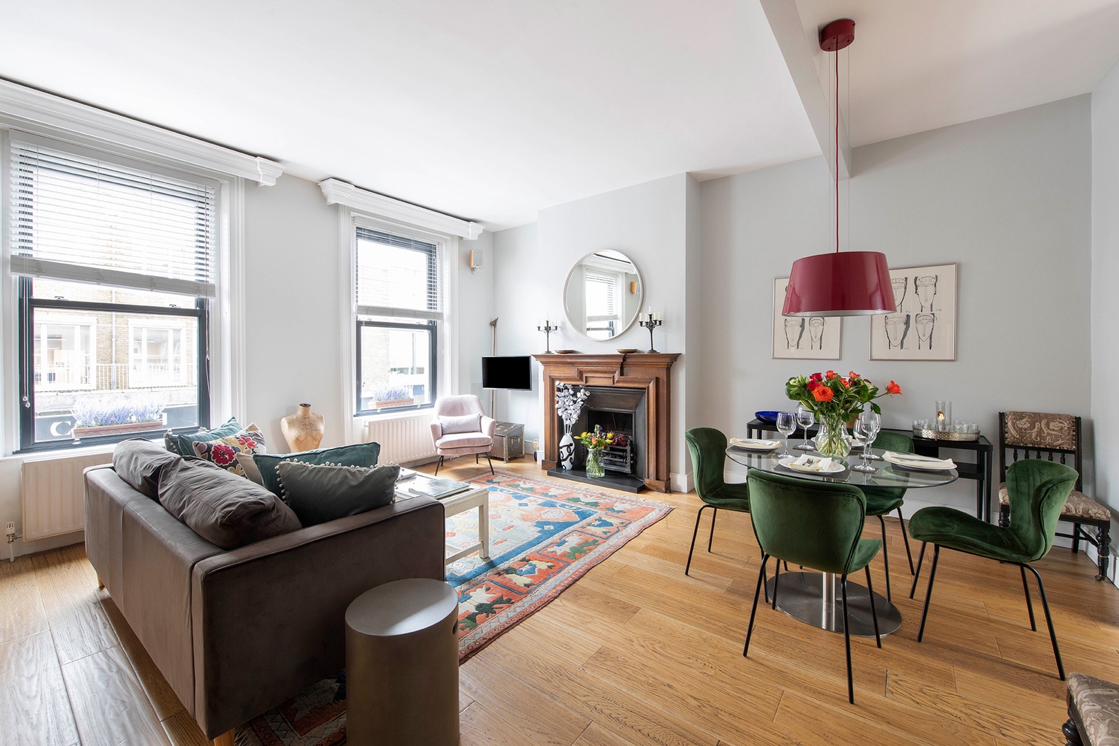 Windows on both sides fill the living area with beautiful light.