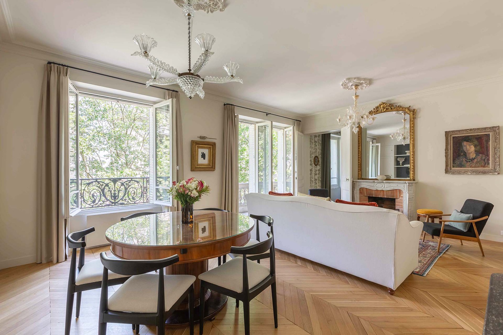 Elegant open plan living and dining room.