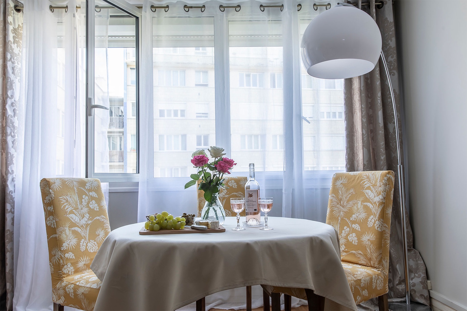 Dining table located in the open-plan living area.