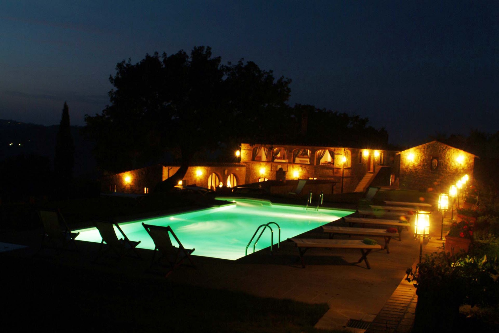 Enjoy evening dips in the pool in this countryside escape.