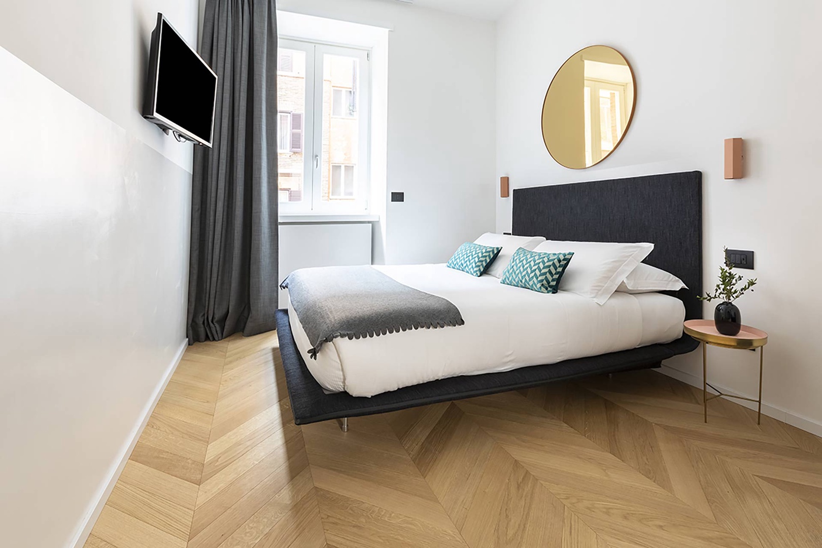 The beautiful French barbed floors can be enjoyed in the bedrooms as well.