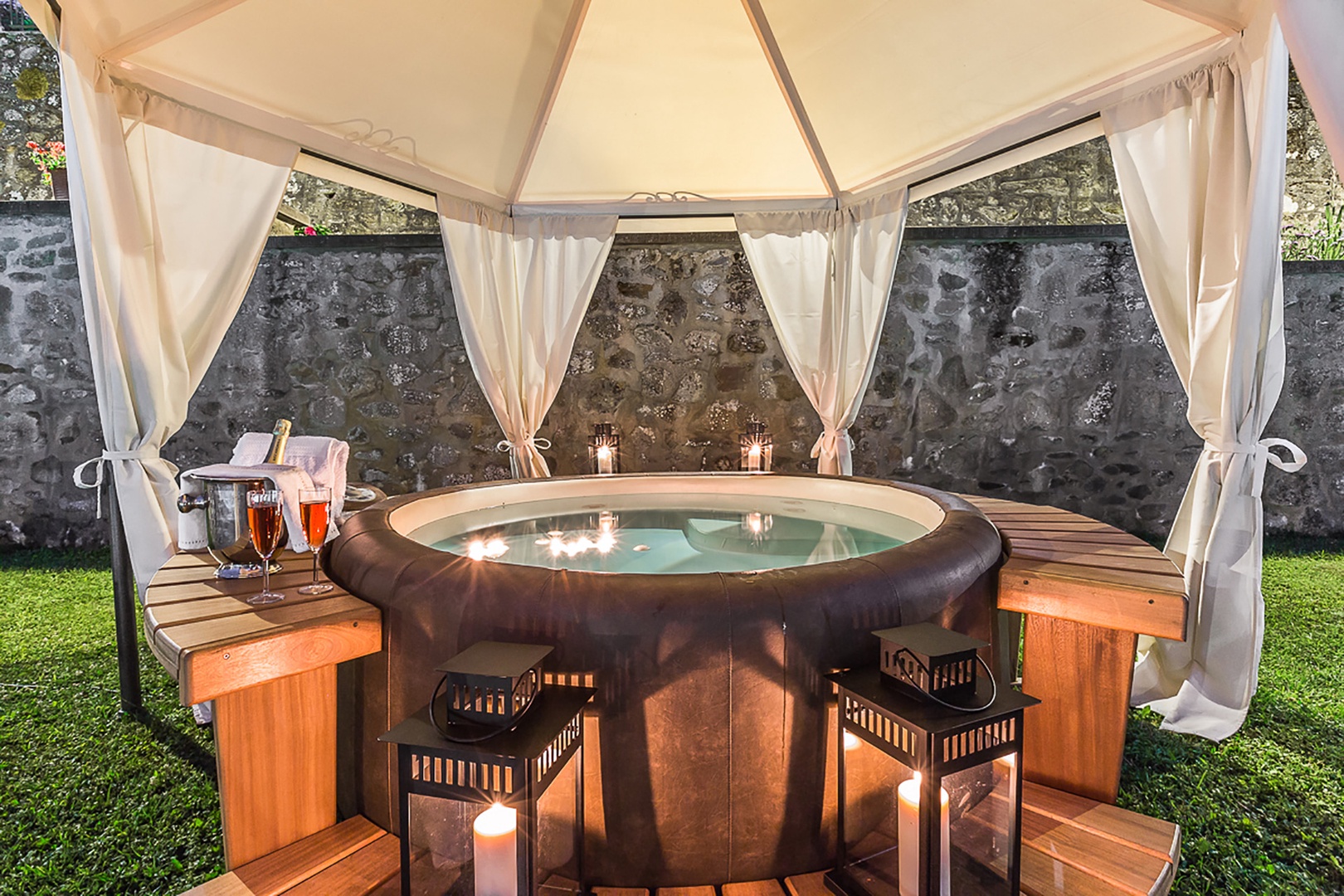 Relax and revitalize in the outdoor Jacuzzi.