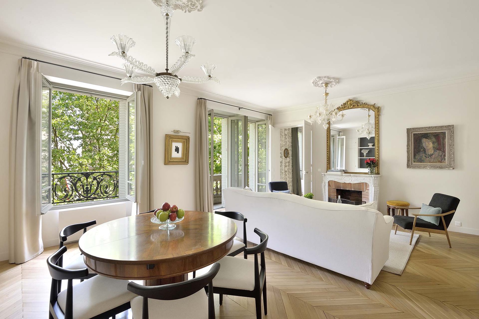 Elegant open plan living and dining room.