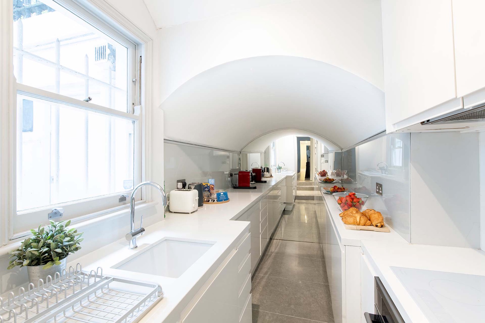 Sleek, fully-equipped kitchen.