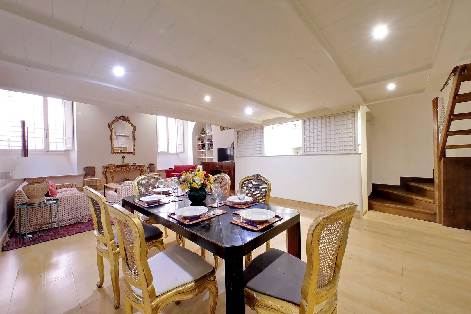 Kitchen is conveniently next to the dining area.