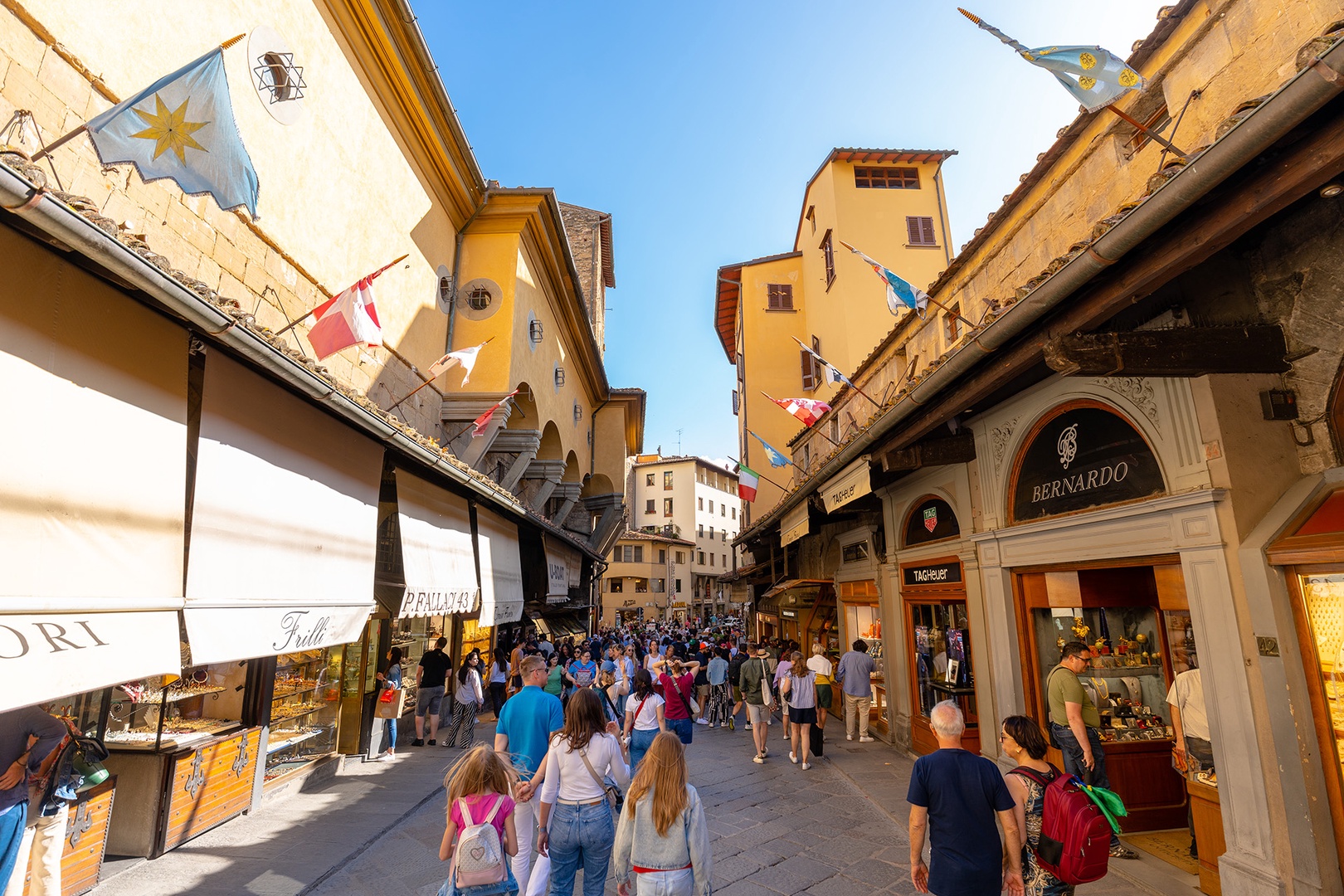 Cross the Ponte Vecchio to reach the historic center sights.