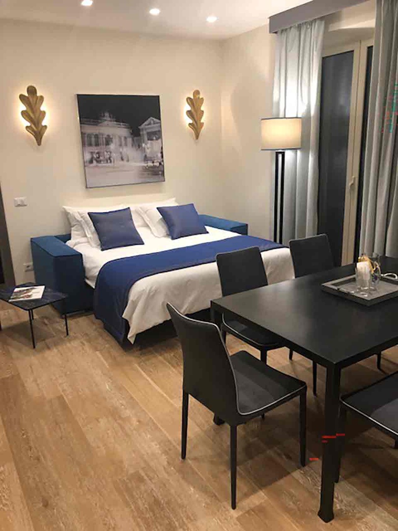 Sofa at Dolce opens to a comfortable bed.